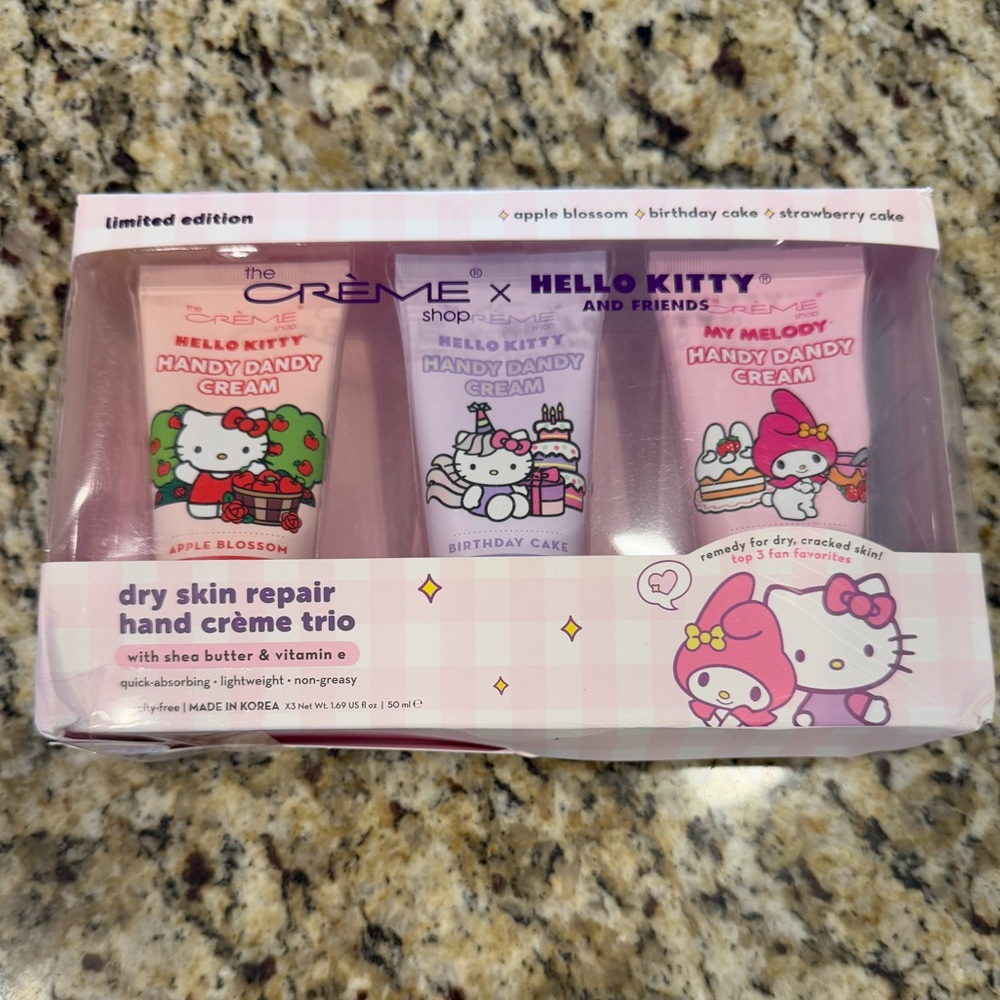 Hello Kitty lotion trio gift set dry skin repair apple, strawberry & bday cake